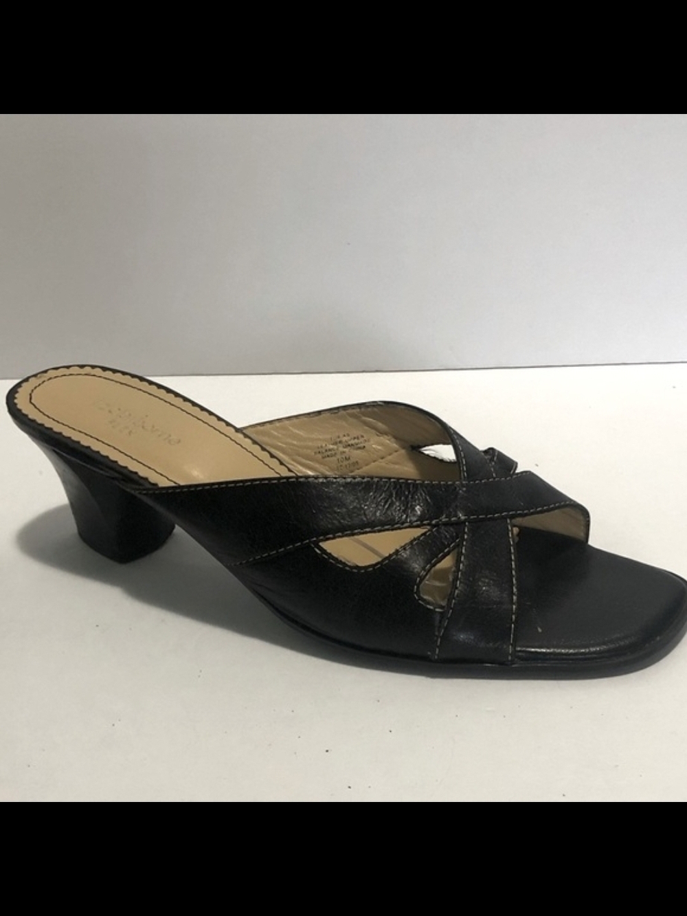 Liz Claiborne Black Leather Crisscross Mule Sandal